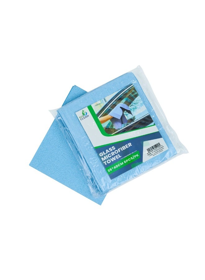 Eco Clean GLASS MICROFIBER TOWEL 35*40CM 6PCS/PK - Image 1